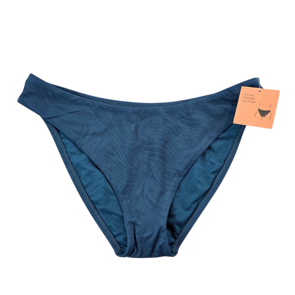 Shade & Shore XL Teal Blue Low Rise Extra High Leg Cheeky Swimsuit Bottom NEW